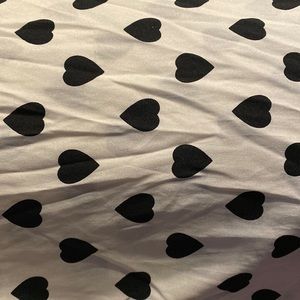 White base scarf with black hearts